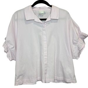 ICHI Light Pink Blouse with Ruffle Sleeves